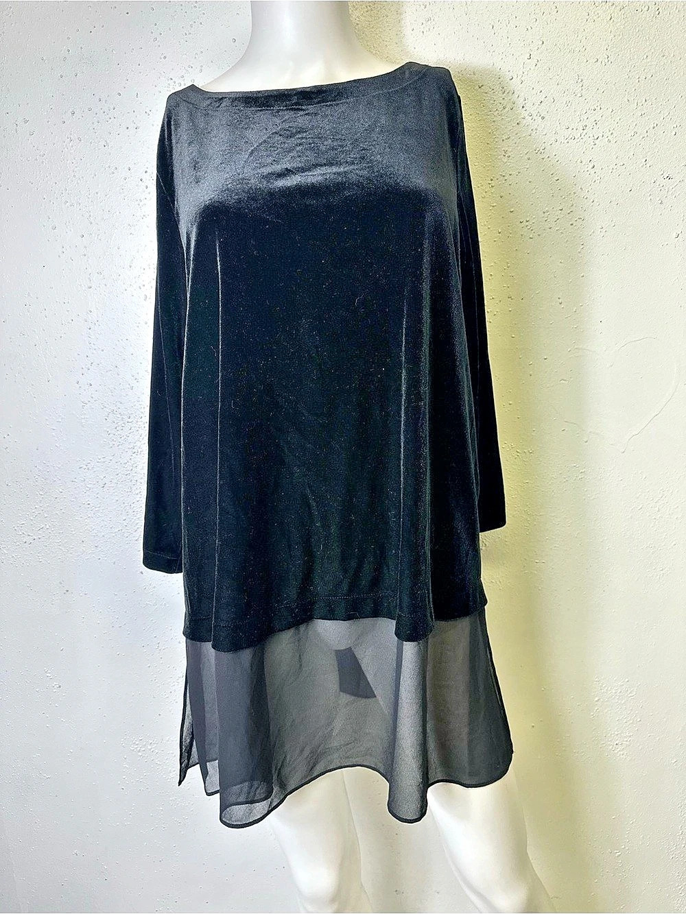 Alfani  Layered-Look Velvet Top Deep Black XL